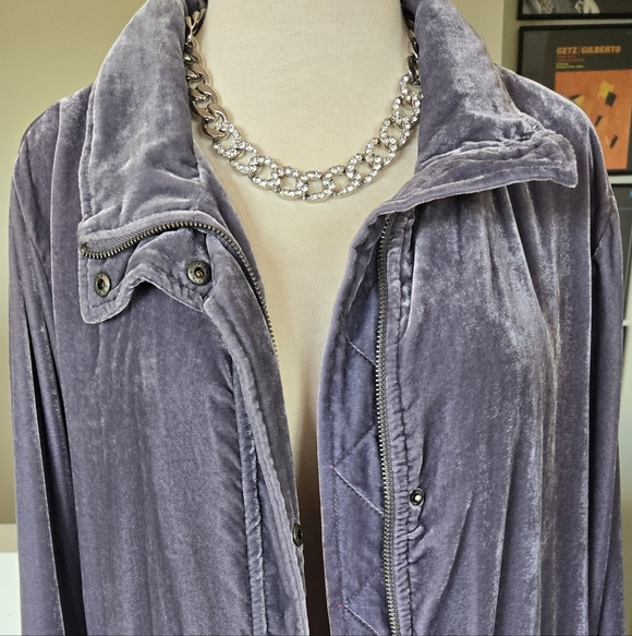 Torrid Women's Long Sleeve Full Zip Snap Grey Velvet Anorak Jacket Size 2X - Picture 4 of 11